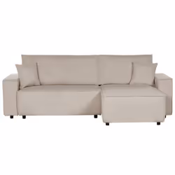 Corner Sofa Bed ABACKA Corduroy Beige 3 Seater Left Hand