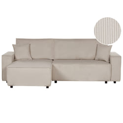 Corner Sofa Bed ABACKA Corduroy Beige 3 Seater Right Hand