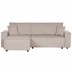 Corner Sofa Bed ABACKA Corduroy Beige 3 Seater Right Hand