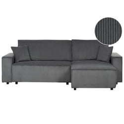 Corner Sofa Bed ABACKA Corduroy Graphite Grey 3 Seater Left Hand