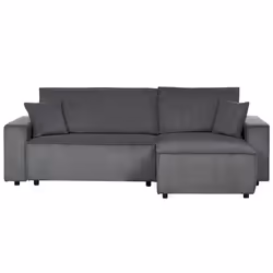 Corner Sofa Bed ABACKA Corduroy Graphite Grey 3 Seater Left Hand