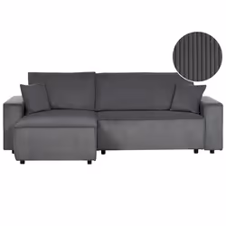 Corner Sofa Bed ABACKA Corduroy Graphite Grey 3 Seater Right Hand