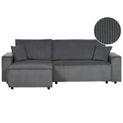Corner Sofa Bed ABACKA Corduroy Graphite Grey 3 Seater Right Hand