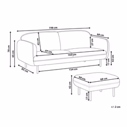 Sofa TONSBERG Fabric Light Grey with Ottoman 3 Seater