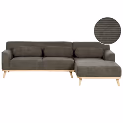 Corner Sofa SIMOS Corduroy Dark Green 3 Seater Left Hand