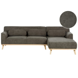Corner Sofa SIMOS Corduroy Dark Green 3 Seater Left Hand