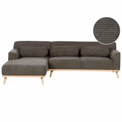 Corner Sofa SIMOS Corduroy Dark Green 3 Seater Right Hand