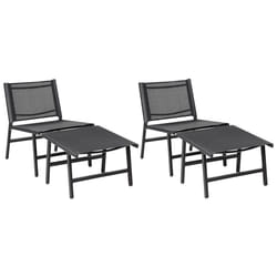 Set of 2 Garden Chairs MARCEDDI with Footstool Metal Black