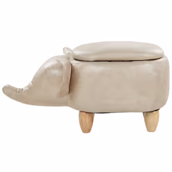 Faux Leather Storage Animal Stool Taupe ELEPHANT - Additional view 4