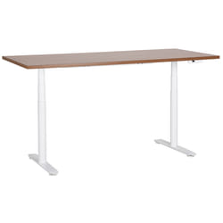 Electric Adjustable Standing Desk 180 x 80 cm Dark Wood and White DESTINAS