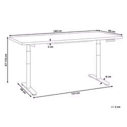 Electric Adjustable Standing Desk 180 x 80 cm Dark Wood and White DESTINAS