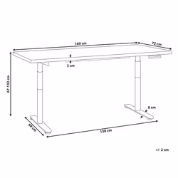 Electric Adjustable Standing Desk 160 x 72 cm Black and White DESTINAS