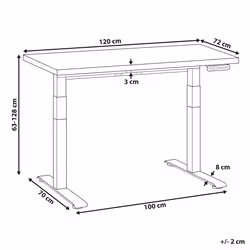 Electric Adjustable Standing Desk 120 x 72 cm White and Black DESTINES
