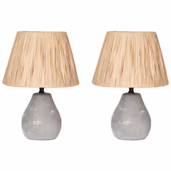 Set of 2 Table Lamps ARWADITO Ceramic Grey