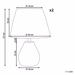 Set of 2 Table Lamps ARWADITO Ceramic Grey