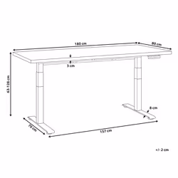 Electric Adjustable Standing Desk 180 x 80 cm Grey and Black DESTINES