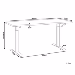 Adjustable Standing Desk 160 x 72 cm Black and White DESTINES