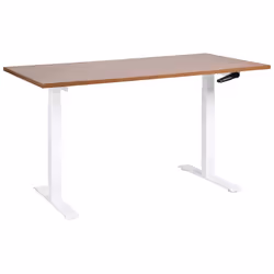 Adjustable Standing Desk 160 x 72 cm Dark Wood and White DESTINES
