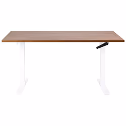 Adjustable Standing Desk 160 x 72 cm Dark Wood and White DESTINES