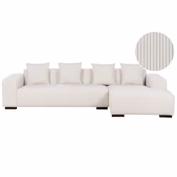 Corner Sofa LUNGO Corduroy Off-White 4 Seater Left Hand