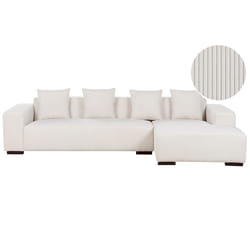 Corner Sofa LUNGO Corduroy Off-White 4 Seater Left Hand