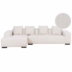Corner Sofa LUNGO Corduroy Off-White 4 Seater Right Hand
