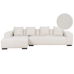 Corner Sofa LUNGO Corduroy Off-White 4 Seater Right Hand