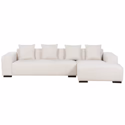 Corner Sofa LUNGO Corduroy Off-White with Ottoman 4 Seater Left Hand