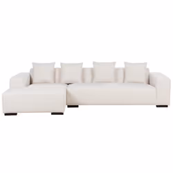 Corner Sofa LUNGO Corduroy Off-White with Ottoman 4 Seater Right Hand