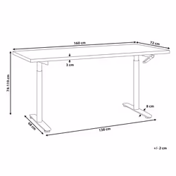 Adjustable Standing Desk 160 x 72 cm Grey and White DESTINAS