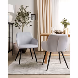 Set of 2 Dining Chairs CASMALIA Velvet Light Grey - Additional view 4