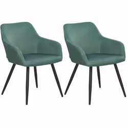 Set of 2 Dining Chairs CASMALIA Velvet Dark Green