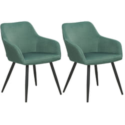 Set of 2 Dining Chairs CASMALIA Velvet Dark Green