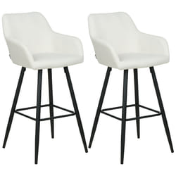 Set of 2 Bar Chairs CASMALIA Velvet Off-White