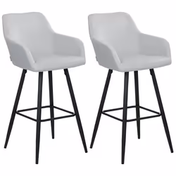 Set of 2 Bar Chairs CASMALIA Velvet Light Grey