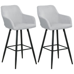 Set of 2 Bar Chairs CASMALIA Velvet Light Grey