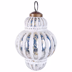 Set of 6 Glass Baubles Silver CREMEUX