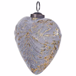 Set of 4 Glass Heart Baubles Grey FERIABLE