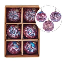 Set of 6 Glass Baubles Pink ASTRAL