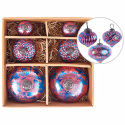 Set of 6 Glass Baubles Pink ASTRALE