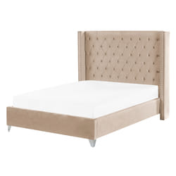 Bed Velvet LUBBON 140 x 200 cm (EU Double) Beige