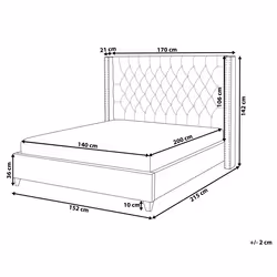 Bed Velvet LUBBON 140 x 200 cm (EU Double) Beige