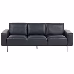 Sofa SOVIK Faux Leather Black 3 Seater