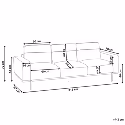 Sofa SOVIK Faux Leather Black 3 Seater