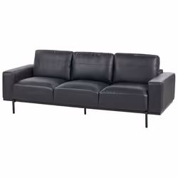 Sofa SOVIK Faux Leather Black 3 Seater
