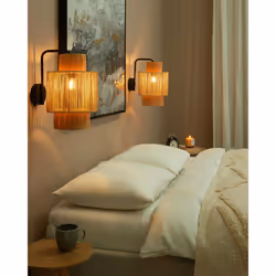 Set of 2 Wall Lamps JAMMA Paper Rope Natural