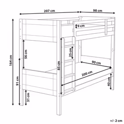 Bunk Bed Wood MAULDE 90 x 200 cm (EU Single) Grey