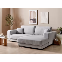 Corner Sofa LOFOTEN Fabric Light Grey 3 Seater Left Hand