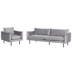 Living Room Set VINTERBRO Velvet Grey 4 Seater