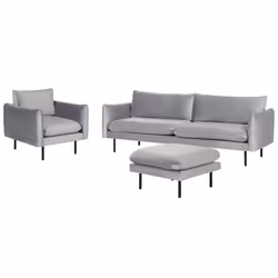 Living Room Set VINTERBRO Velvet Grey with Ottoman 5 Seater